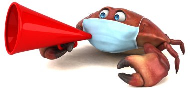 Maskeli 3 boyutlu komik karakter yengeci.