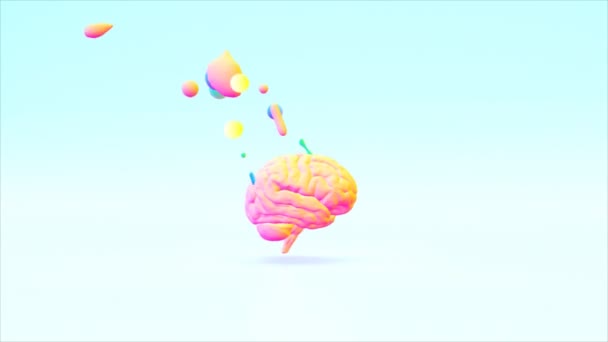 Animación Creativo Cerebro Abstracto Con Arte Pintura — Vídeo de stock