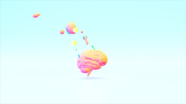 Animace Kreativní Abstraktní Mozek Malířským Uměním — Stock video
