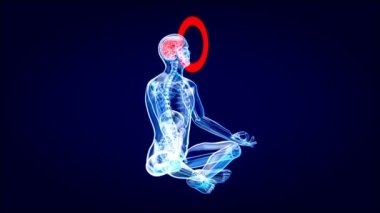 Xray 'deki yaratıcı soyut zen adamın siyah arkaplan üzerine 3 boyutlu animasyonu