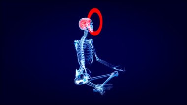 Xray 'deki yaratıcı soyut zen adamın siyah arkaplan üzerine 3 boyutlu animasyonu
