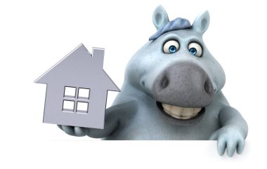 Ev ile eğlenceli at - 3D Illustration