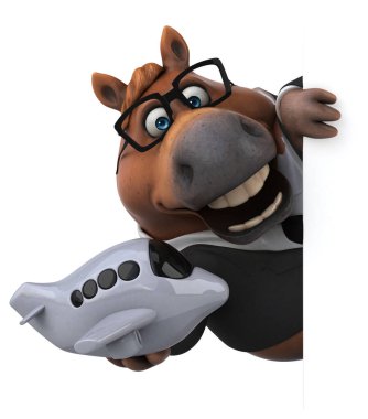 Uçakla eğlenceli at - 3D Görüntü