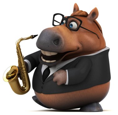 Enstrümanlı eğlenceli at - 3D Görüntü