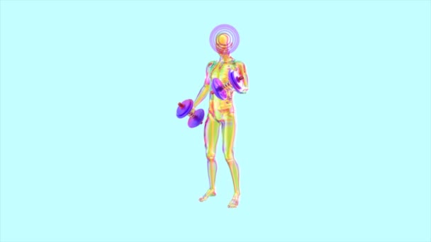 Анимация Анатомии Рентгеновского Человека Делающего Бицепсы — стоковое видео