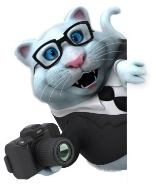 Kameralı eğlenceli kedi - 3D Görüntü