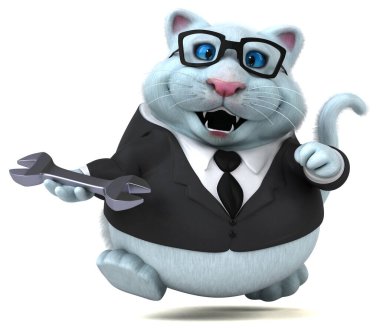 Aletli eğlenceli kedi - 3D Görüntü