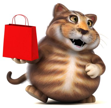 Eğlenceli kedi alışverişi - 3D Resim