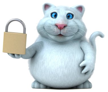 Kilitli eğlenceli kedi - 3D Görüntü