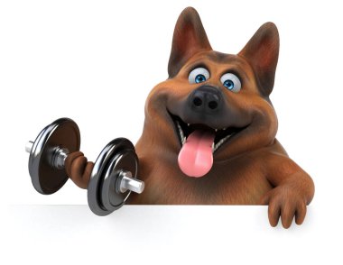 Ağırlıklı Alman çoban köpeği - 3D Görüntü