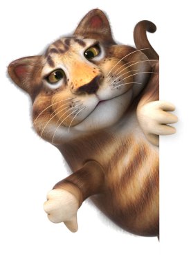 Eğlenceli kedi karakteri - 3D İllüstrasyon