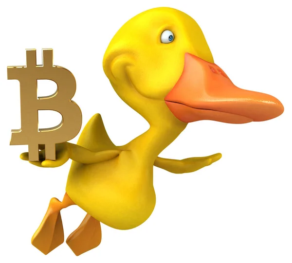 Divertido Pato Con Bitcoin Ilustración —  Fotos de Stock
