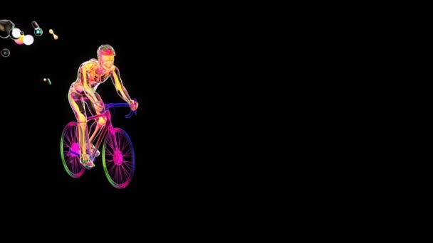 Illustration Anatomy Ray Cyclist Riding Abstract Art — Stock Video