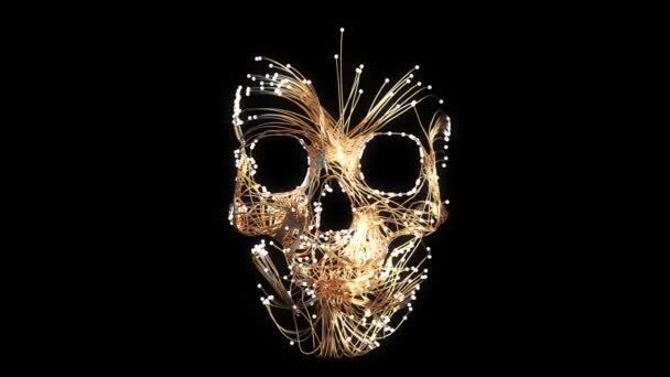 暗い背景の上の頭蓋骨 3Dアニメーション — ストック動画