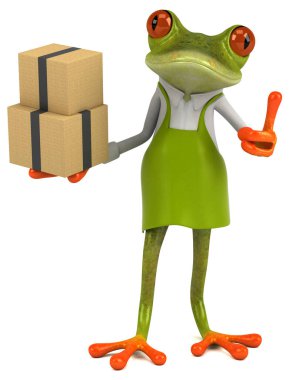 Kutuları olan eğlenceli kurbağa - 3D Görüntü