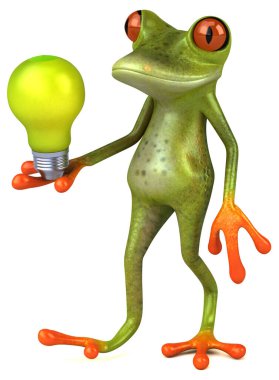 Lambalı eğlenceli kurbağa - 3D İllüstrasyon