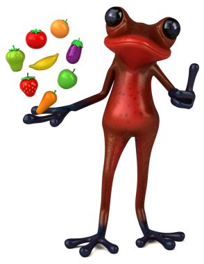 Meyveli eğlenceli kurbağa - 3D Görüntü