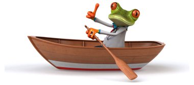 Teknede eğlenceli kurbağa - 3D Görüntü