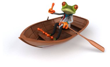 Teknede eğlenceli kurbağa - 3D Görüntü