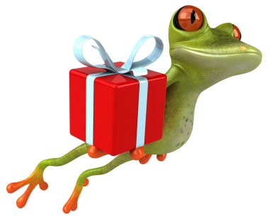 Hediyeli eğlenceli kurbağa - 3D İllüstrasyon