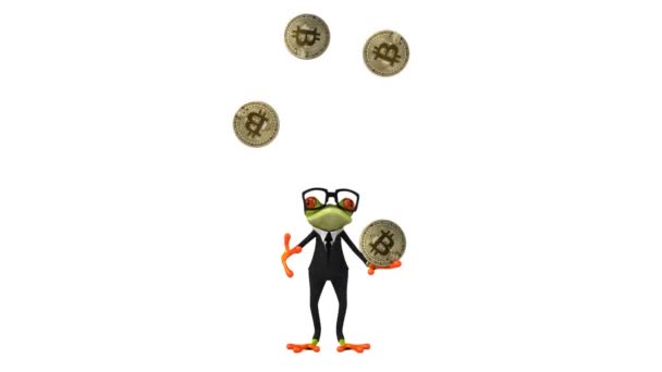 ビットコインでカエルの3Dアニメーション — ストック動画