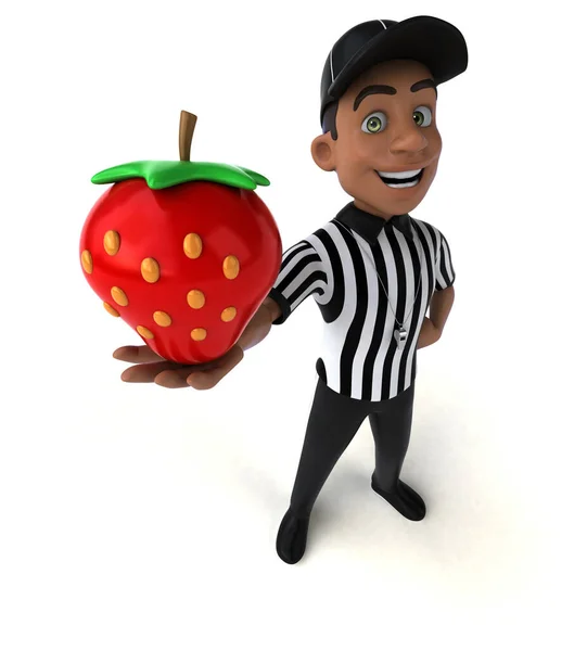 イチゴとアメリカのレフェリーの楽しい3Dイラスト — ストック写真