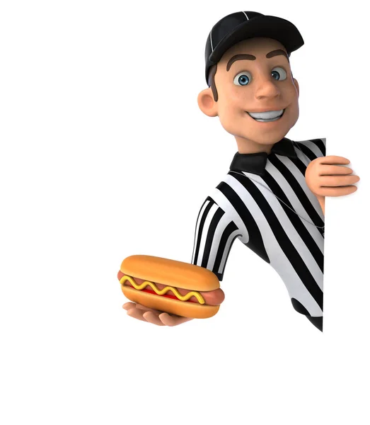 Divertente Illustrazione Arbitro Americano Con Hotdog — Foto Stock