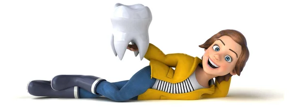 Lustige Illustration Eines Zeichentrickfilms Teenager Mädchen Mit Zahn — Stockfoto