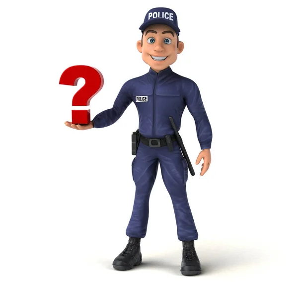 Fun Illustration Cartoon Police Officer Question — Stock Photo, Image