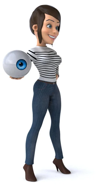 Fun Cartoon Casual Character Woman Eye — Stock Photo, Image