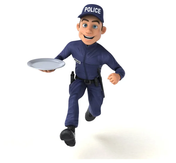 プレート付き漫画警察官の楽しい3Dイラスト — ストック写真