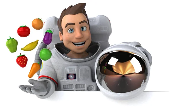 Spaß Astronaut Mit Gemüse Illustration — Stockfoto