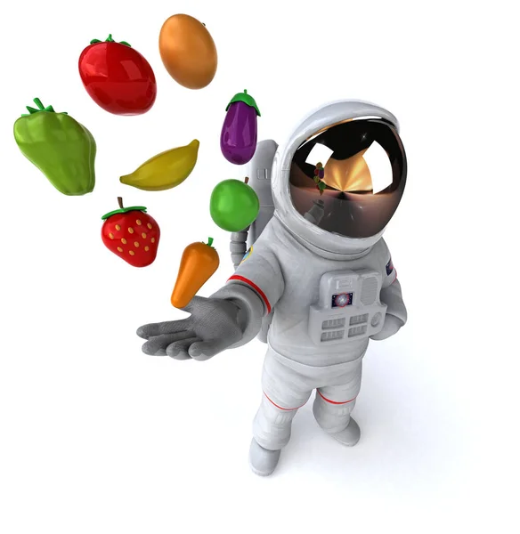 Rolig Astronaut Med Grönsaker Illustration — Stockfoto