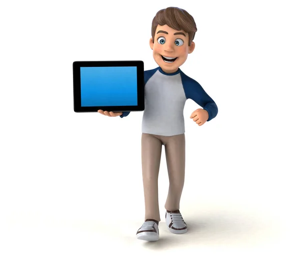 Cartoon Character Fun Teenager Tablet — Stock Photo, Image