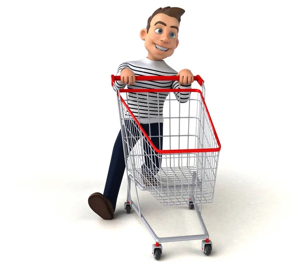 Divertido Cartoon Casual Personagem Compras — Fotografia de Stock