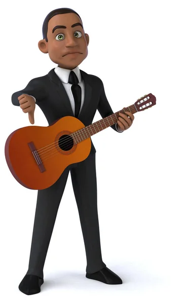 ギターで楽しむビジネスマン 3Dイラスト — ストック写真