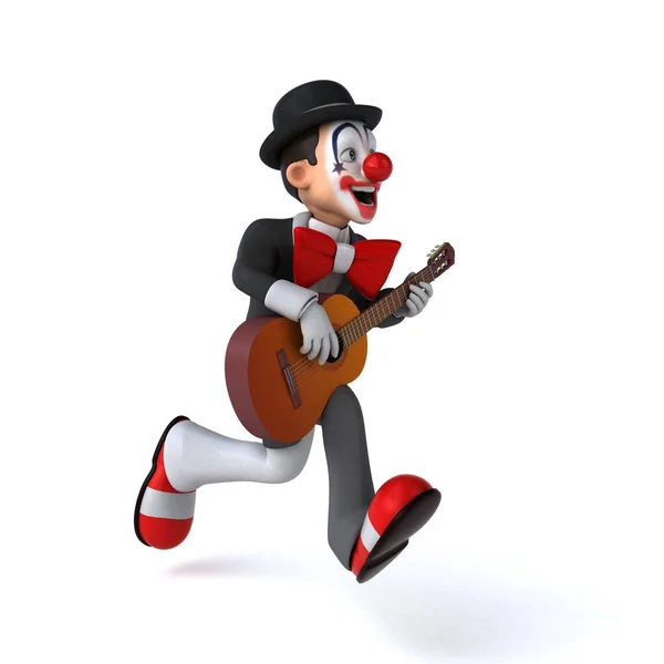 Lustige Illustration Eines Lustigen Clowns Mit Gitarre — Stockfoto