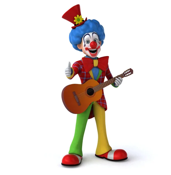 Rolig Clown Med Gitarr Illustration — Stockfoto