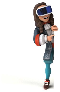 Sanal gerçeklik kasklı barok bir beyefendinin 3 boyutlu eğlenceli görüntüsü.