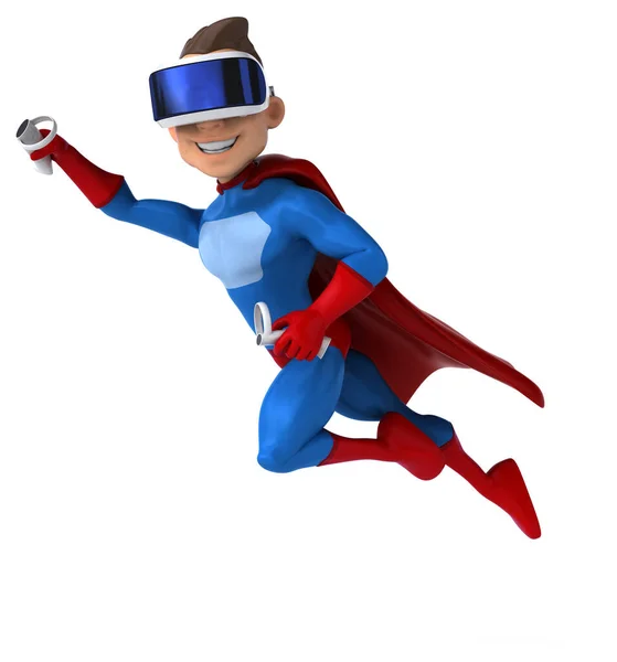 Ilustração Divertida Personagem Super Herói Com Capacete — Fotografia de Stock