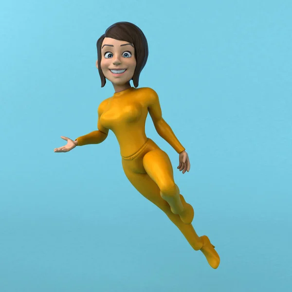 Eğlenceli Çizgi Film Sarı Kız Karakteri — Stok fotoğraf