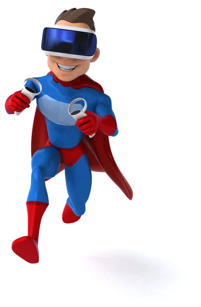 Ilustração Divertida Personagem Super Herói Com Capacete — Fotografia de Stock