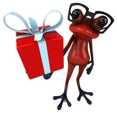 Hediyeli eğlenceli kurbağa - 3D İllüstrasyon  