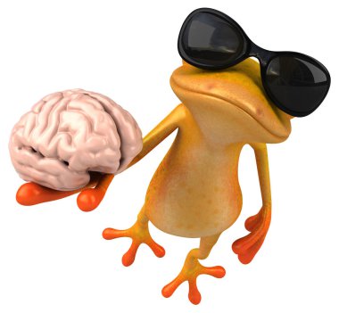Beyni olan eğlenceli kurbağa - 3D Görüntü  