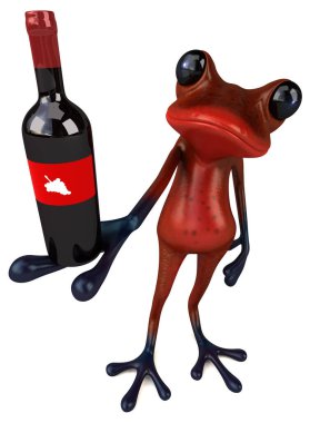 Sarmaşıklı eğlenceli kurbağa - 3D Görüntü  