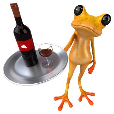 Sarmaşıklı eğlenceli kurbağa - 3D Görüntü  