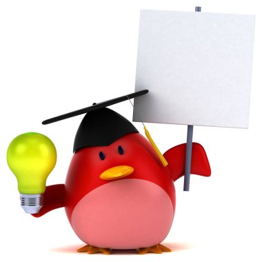  Lambalı kuş karakteri - 3D İllüstrasyon 