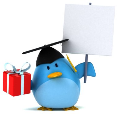  Yetenekli kuş karakteri - 3D İllüstrasyon 