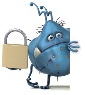 Kilitli eğlence mikrobu - 3D İllüstrasyon