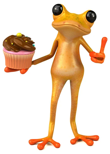 Grenouille Amusante Avec Cupcake Illustration — Photo